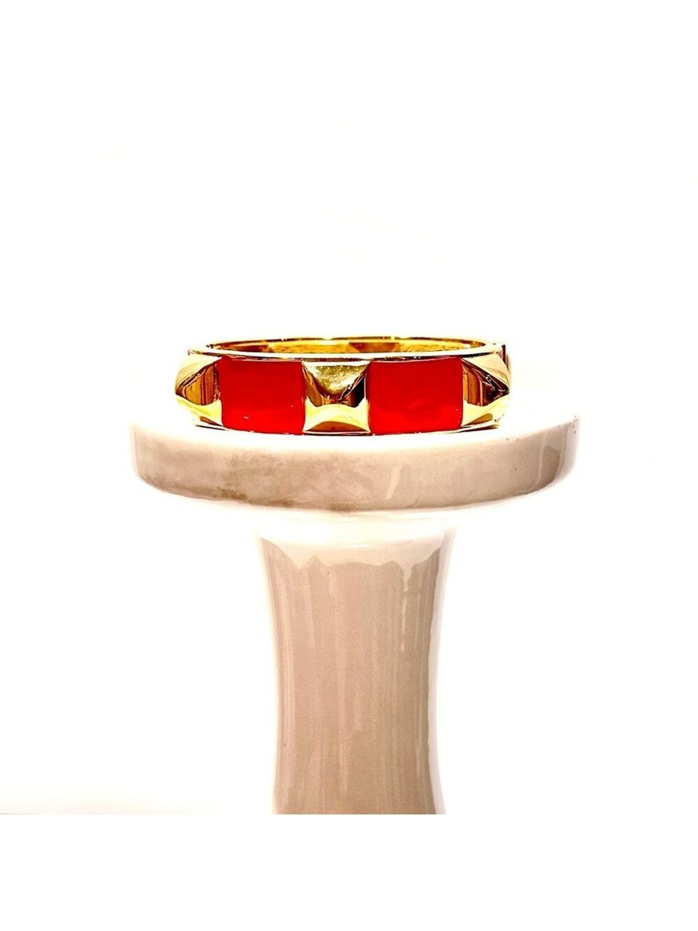 BANANA REPUBLIC Red & Gold Pyramid Hinge Bangle | NWT